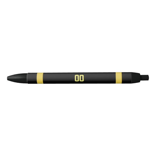 Gold & Black Football Team Personalized Black Ink Pen (Front)