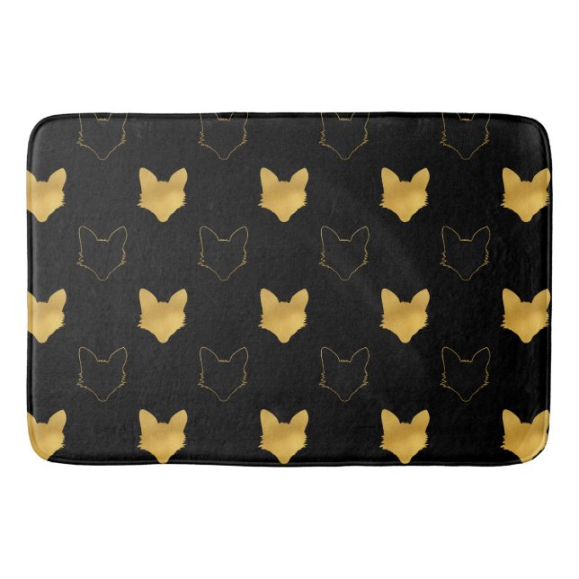 Gold Black Foxes Bath Mat (Front)
