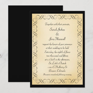 Gold Black Frame Wedding Invitation
