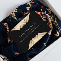 Gold Black Geometric Gatsby save the date budget