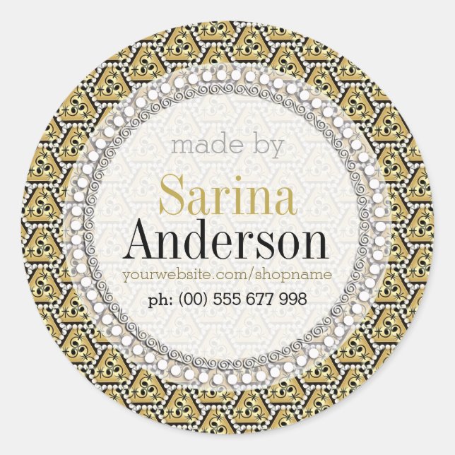 Gold Black Geometric Pattern Made By Labels (Front)