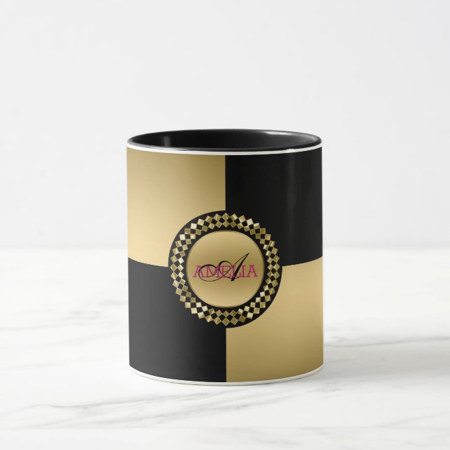 Gold & Black Geometric Shapes Mug (Center)