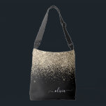 Gold Black Girly Glitter Sparkle Monogram Name Crossbody Bag<br><div class="desc">Gold and Black anniversary,  baby shower or bachelorette party gift for someone that loves glam luxury and chic styles.</div>