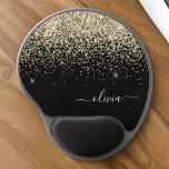 Gold Black Girly Glitter Sparkle Monogram Name Gel Mouse Pad<br><div class="desc">Gold and Black Sparkle Glitter Monogram Name and Initial Mousepad (Mouse Pad). This makes the perfect sweet 16 birthday,  wedding,  bridal shower,  anniversary,  baby shower or bachelorette party gift for someone that loves glam luxury and chic styles.</div>