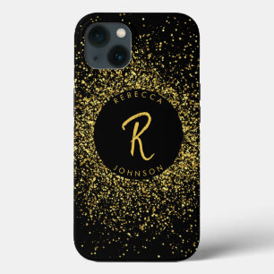 Gold & Black Girly Monogram iPhone 13 Case