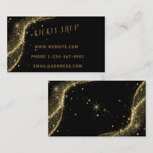 Gold Black Girly Star Business Card (Front/Back)