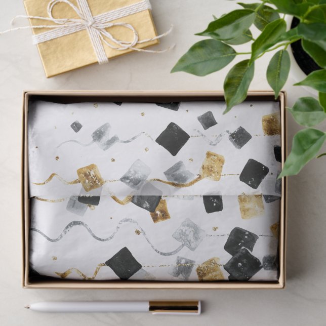 Gold Black Glam Confetti Christmas Tissue Paper (Gift)
