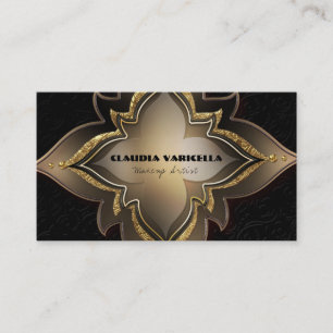 Gold Black Glam Exotic Chic Flower Elegant Classy Business Card