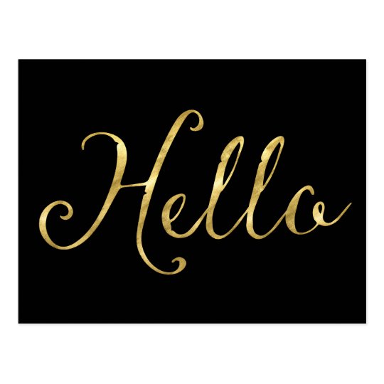 Gold Black Glam Hello Postcard