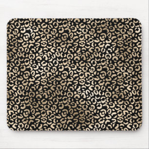 Gold Black Glam Leopard Print Mouse Pad