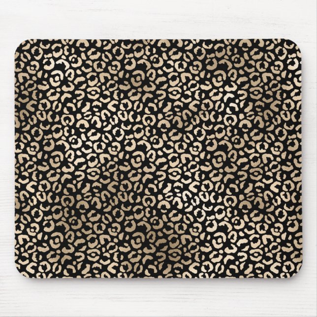 Gold Black Glam Leopard Print Mouse Pad (Front)