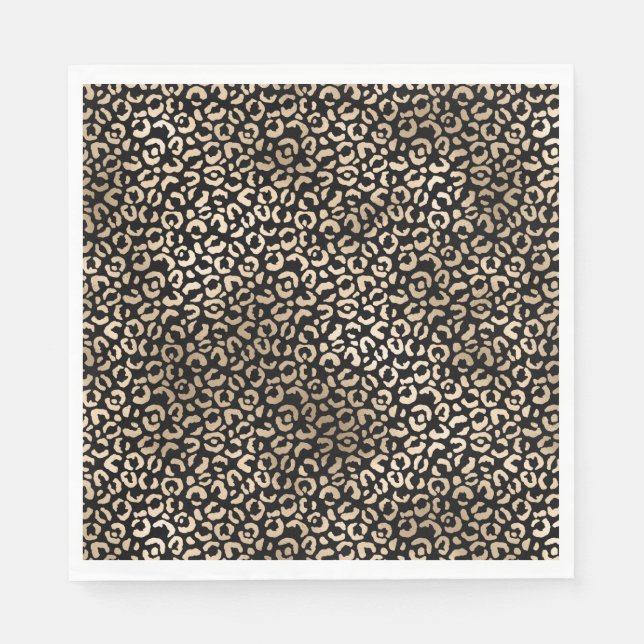 Gold Black Glam Leopard Print Napkin (Front)