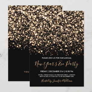 Gold & Black Glam New Years Eve Party Invitation