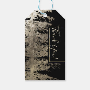 Gold & Black Glam Pine Tree Rustic Forest Wedding Gift Tags