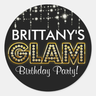 Gold & Black GLAM Typography Party Sticker