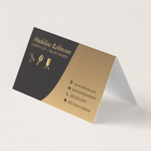 Gold Black Glamour Stylist Hair and Beauty Business Card