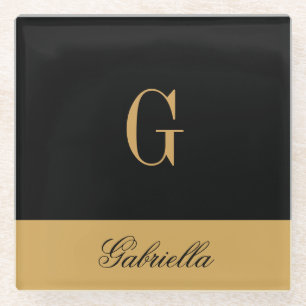 Gold Black Glass Coaster