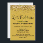 Gold Black Glitter 30th Birthday Let's Celebrate Invitation<br><div class="desc">Gold Black Glitter Personalized Invite,  30th Birthday Party invitation Thirty,  Let's celebrate digital Any Age,  Instant download Forty Fifty Sixty,  Personalised 21st 40th 50th 60th,  Elegant Milestone template Sweet 16,  Custom 18th Glam Golden Confetti,  Adult Calligraphy Modern Stylish script,  Chic trendy simple for her,  Bling 16th quinceanera 15th celebration</div>
