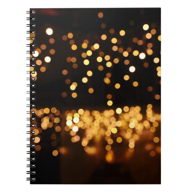 Gold Black Glitter: Abstract De-focused Background Notebook (Front)
