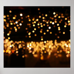 Gold Black Glitter: Abstract De-focused Background Poster