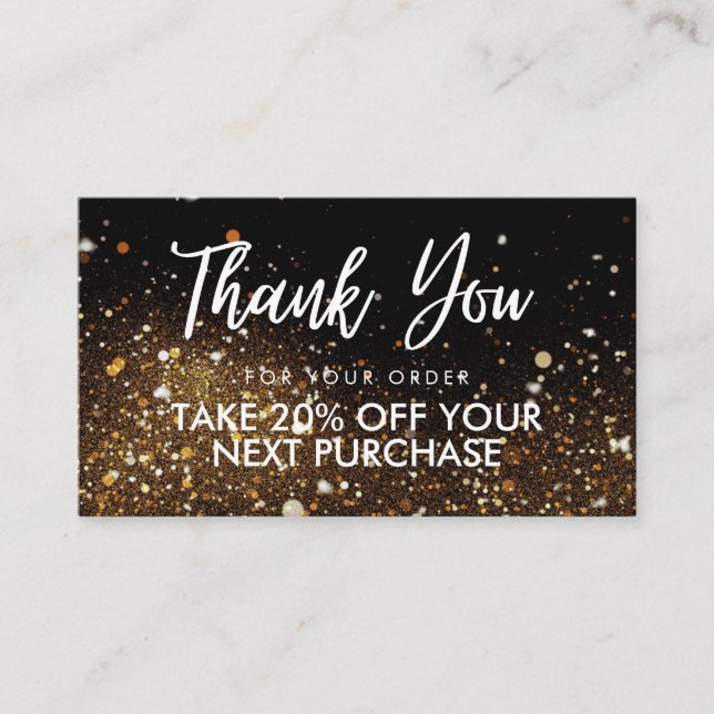 Gold Black Glitter Beauty Salon Discount Card (Front)