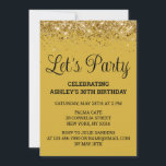Gold Black Glitter Bling 30th Birthday Let's Party Invitation<br><div class="desc">Gold Black Classic Glitter Invite,  30th Birthday invitation Let's party,  digital template Thirty Any Age,  Instant download Forty Fifty Sixty,  Personalized 21st 40th 50th 60th,  Elegant Milestone Celebrate Sweet 16,  Custom 18th Glam Golden Confetti,  Adult Calligraphy Modern Stylish script,  Chic trendy simple for her,  Bling 16th quinceanera 15th celebration</div>