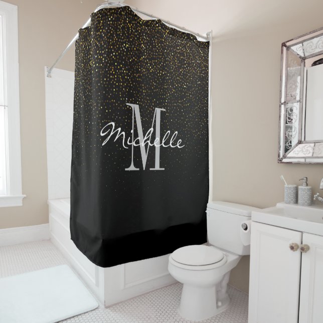Gold & Black Glitter Custom Monogram First Name  (In Situ)