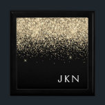 Gold Black Glitter Girly Monogram Initials Gift Box<br><div class="desc">Black and Gold Sparkle Glitter Monogram Name Jewellery Keepsake Box. This makes the perfect graduation,  birthday,  wedding,  bridal shower,  anniversary,  baby shower or bachelorette party gift for someone that loves glam luxury and chic styles.</div>