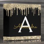 Gold Black Glitter Script Monogram Girly Name Binder<br><div class="desc">Gold and Black Sparkle Glitter Script Monogram Name Binder. This makes the perfect sweet 16 birthday,  wedding,  bridal shower,  anniversary,  baby shower or bachelorette party gift for someone that loves glam luxury and chic styles.</div>