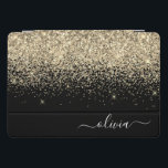 Gold Black Glitter Script Monogram Girly Name iPad Pro Cover<br><div class="desc">Gold and Black Faux Foil Metallic Sparkle Glitter Script Monogram Name Laptop Case. This makes the perfect sweet 16 birthday,  wedding,  bridal shower,  anniversary,  baby shower or bachelorette party gift for someone that loves glam luxury and chic styles.</div>