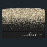 Gold Black Glitter Script Monogram Girly Name iPad Pro Cover<br><div class="desc">Gold and Black Faux Foil Metallic Sparkle Glitter Script Monogram Name Laptop Case. This makes the perfect sweet 16 birthday,  wedding,  bridal shower,  anniversary,  baby shower or bachelorette party gift for someone that loves glam luxury and chic styles.</div>