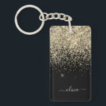 Gold Black Glitter Script Monogram Girly Name Keychain<br><div class="desc">Gold and Black Sparkle Glitter Script Monogram Name Keychain. This makes the perfect sweet 16 birthday,  wedding,  bridal shower,  anniversary,  baby shower or bachelorette party gift for someone that loves glam luxury and chic styles.</div>