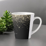 Gold Black Glitter Script Monogram Girly Name Latte Mug<br><div class="desc">Black and Gold Sparkle Glitter Script Monogram Name Latte Coffee Cup Mug. This makes the perfect sweet 16 birthday,  wedding,  bridal shower,  anniversary,  baby shower or bachelorette party gift for someone that loves glam luxury and chic styles.</div>
