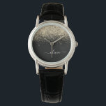 Gold Black Glitter Script Monogram Girly Name Watch<br><div class="desc">Black and Gold Sparkle Glitter Script Monogram Name Watch. This makes the perfect graduation,  birthday,  wedding,  bridal shower,  anniversary,  baby shower or bachelorette party gift for someone that loves glam luxury and chic styles.</div>