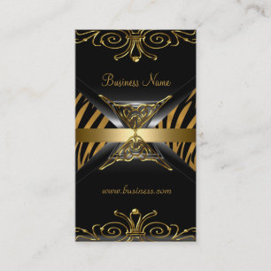 Gold Black Gold Art Deco Zebra Stripe Business Card