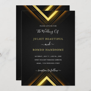 Gold Black Golden Modern Faire-part de mariage