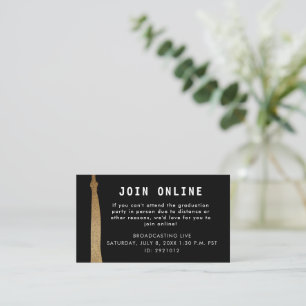 Gold Black Grad tassel graduation join us online Enclosure Card