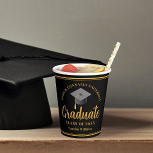 Gold Black Graduation Party Personalized Formal Paper Cups