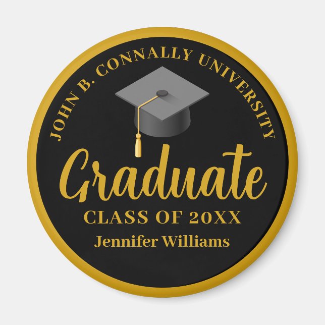 Gold Black Graduation Personalized 2025 Graduate Magnet (Front)