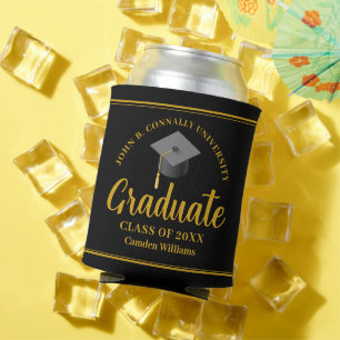Gold Black Graduation Personalized Formal Party Can Cooler