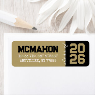 Gold & Black Graduation Return Address Labels