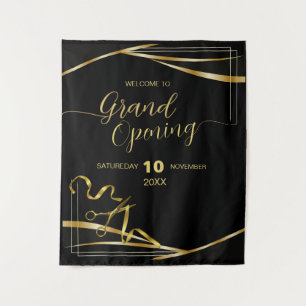Gold  Black Grand Opening Company Welcome Banner Tapestry