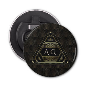 Gold Black Great Gatsby Art Deco 20s Monogram Bottle Opener