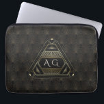 Gold Black Great Gatsby Art Deco 20s Monogram Laptop Sleeve<br><div class="desc">Unique design featuring vintage gold and black Art Deco from well known roaring 20s époque,  on a black textured background. Use Customize tool to add your info. For matching items,  visit,  please,  my Glam Gold Art Deco Collection.</div>