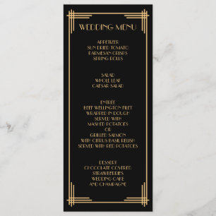 Gold Black Great Gatsby Art Deco Wedding Menu
