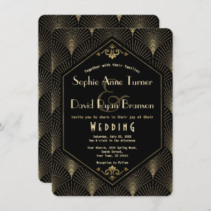 Gold Black Great Gatsby Vintage Art Deco Wedding Invitation