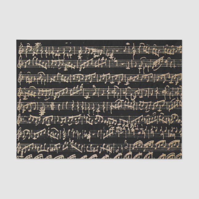Gold Black Handwritten Sheet Music Vintage  (Front)