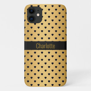 GOLD BLACK HEART PATTERN IPHONE customizable 11 Case