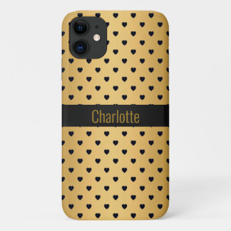 GOLD BLACK HEART PATTERN IPHONE customizable 11 Case