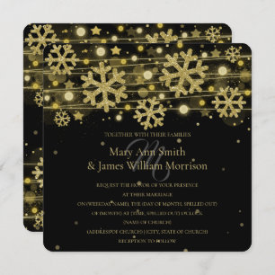 Gold & Black Holiday Wedding Save The Date Invitation